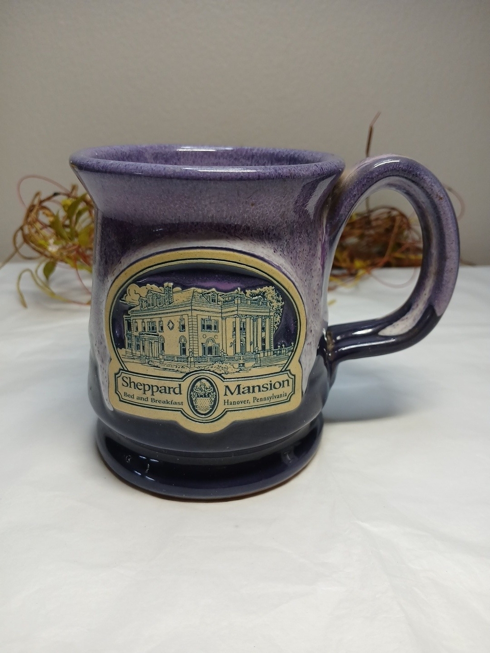 Deneen Pottery Sheppard Mansion Bed & Breakfast, PA Purple Ceramic Coffee Mug